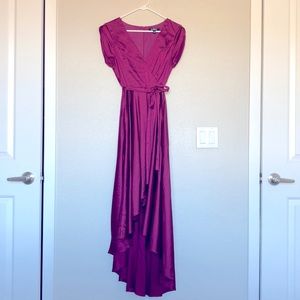Hi low satin dress. Deep magenta color. Worn once
